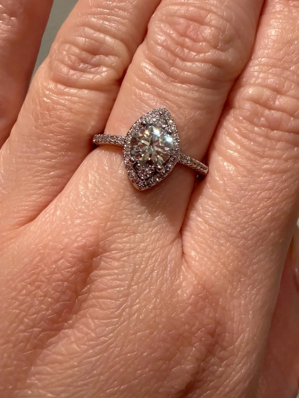 1.0CT GRA MOISSANITE MarquiseSolitaire Ring s925 sterling silver Size 6 or 9
